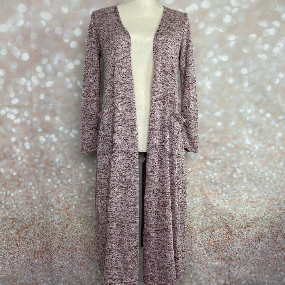 LuLaRoe Sarah Cardigan Knit Heather Maroon Size XS